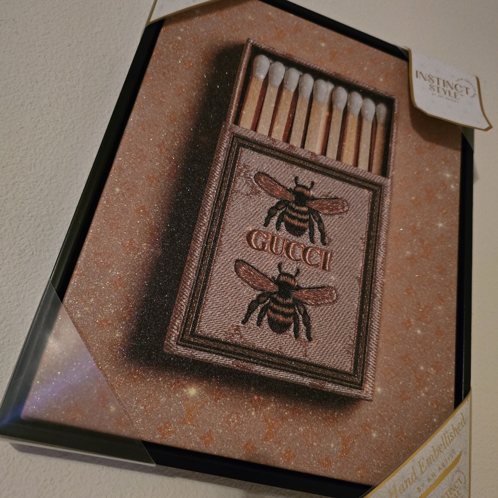 Instinct Style Gucci Match Box Wall Art Bee Embroidery Design - Picture 2 of 7